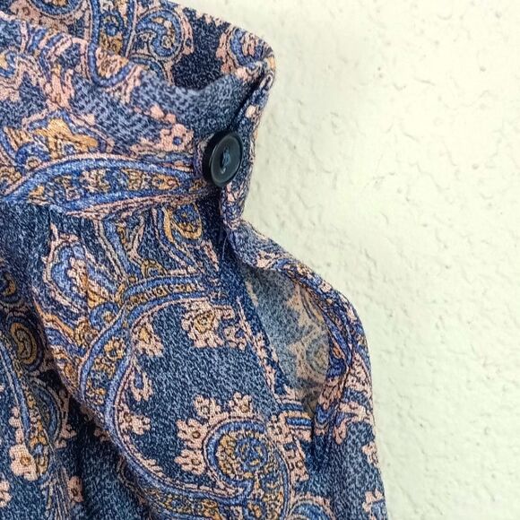Lucky Brand Women Blue Paisly Print Long Sleeve Button Down Shirt Sz S - Picture 5 of 10